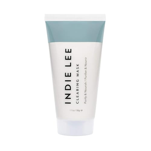 Indie Lee Clearing Mask Tube - Bentonite Clay Mask with Colloidal Sulfur to Draw Out Impurities + Exfoliate Skin - Muddy-Texture Pore Detox Mask
