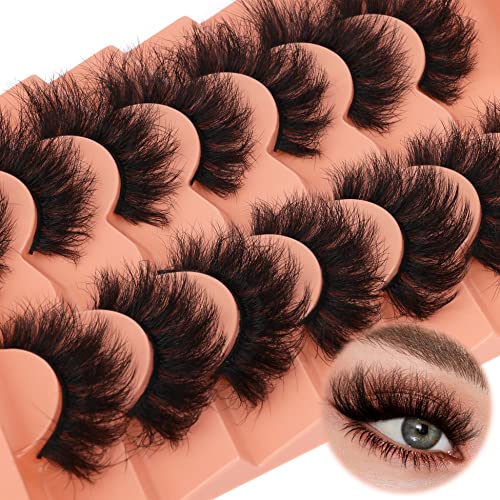 Fluff Mink Lashes Wispy False Eyelashes 18mm Thick Volume Faux Mink Lashes 7 Pairs Curly Fake Eyelashes Multipack by TOOCHUNAG Beauty and Personal Care TOOCHUNAG Default Title