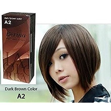 Pack of 1 Box Berina Dark Brown Hair Dye A2 Hair Color Cream Dye Dark Brown 60 G. Super Permanent Fashion Unisex