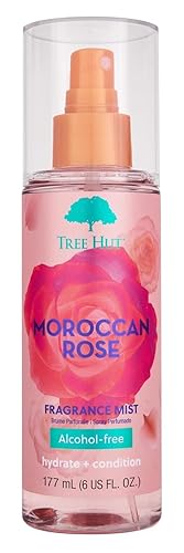 Tree Hut Moroccan Rose Hair & Body Mist, Hydrating & Alcohol-Free Body Spray, Fragrance with Bergamot, Tea Rose & Amber Notes, Alcohol-Free Formula, 6
