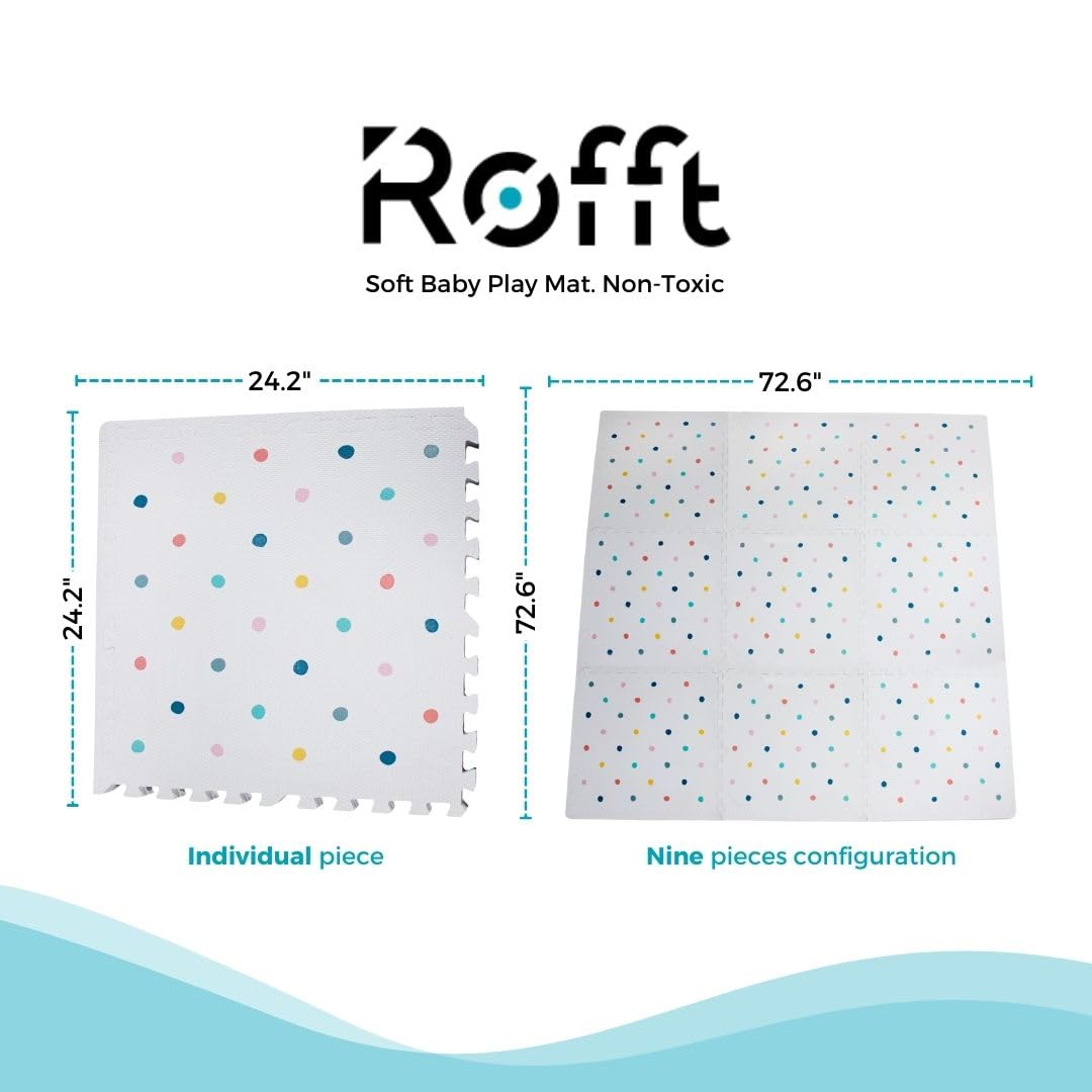 Soft Non-Toxic Baby Play Mat XXL – 9 PCS 24"x24" EVA Foam Interlocking Tiles, Colorful Puzzle Floor Mats for Kids, Nursery & Playroom