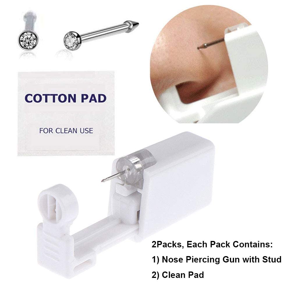 Lyuxzad Nose Piercing Gun - 2 Pack Self Nose Piercing Kit Unit Disposable Nose Piercing Gun with Nose Stud Piercing Kit Tool for Cartilage Tragus Beauty and Personal Care Lyuxzad