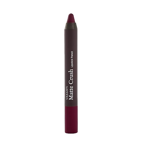 VASANTI Cosmetics Matte Crush Lipstick Pencil (Berry First Kiss - Rich Plum Berry) - Long lasting, Water resisitant & Smudge proof - High Pigmented