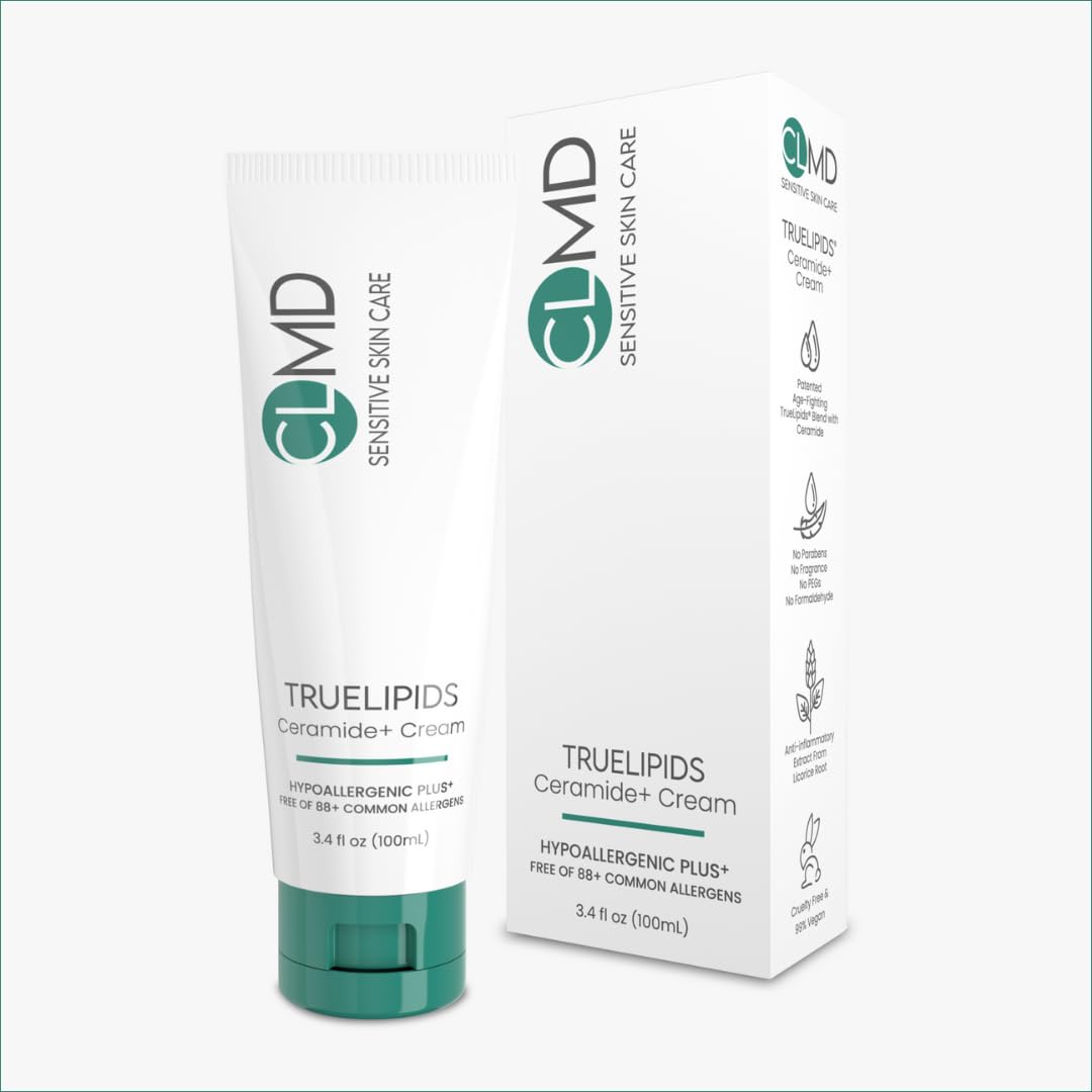 CLMD TrueLipids Ceramide+ Cream - Deep Moisturizing Barrier Support for Sensitive Skin - Hydrates and Soothes - Hypoallergenic, Nourishing