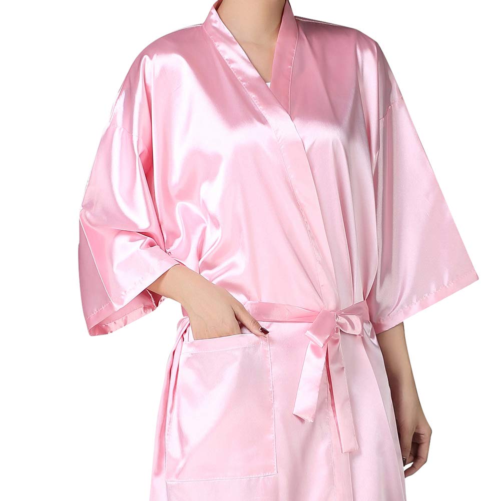 KAHOT Salon Client Gown Robe Cape Imitation Silk Hair Color Barber Smock Kimono Style Hairdressing Dress Beauty SPA Hotel Bathrobe Guest Clothes
