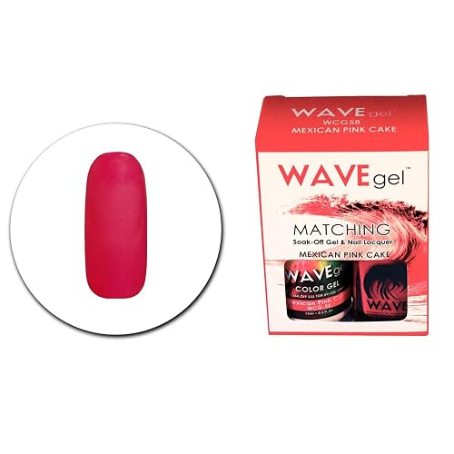 WAVEGEL Soak-0ff Gel & Nail Lacquer Matching Duo Set - Mexican Pink Cake - WCG58-58 I 0.5 Oz Beauty & Personal Care WAVE gel