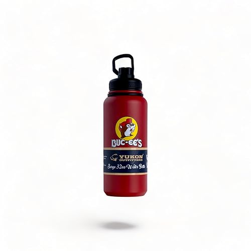 Buc-ee's Yukon Outfitters Stainless Steel Water Bottle - Sleek 32 oz Red, Vacuum Insulated, BPA-Free, No Spill, Leak Proof for Hot & Cold Drinks