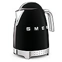 SMEG 7-Cup Variable Temperature Electric Kettle - Retro Style Aesthetic with Advanced Technology - Stainless Steel, 1400W, 120V, 360° Swivel Base…