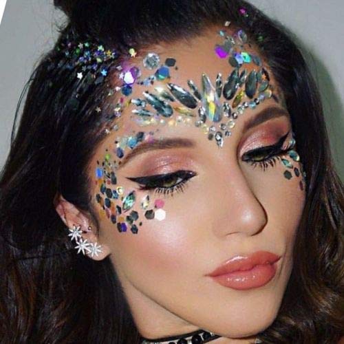 Christmas Face Gems,3PCS Crystal Body Glitter Face Stickers Festival Makeup Jewels Temporary Tattoo Glitter Rhinestone Adhesive for Face Eyes Body