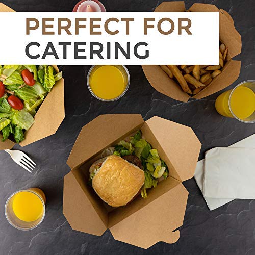 Stock Your Home Take Out Food Containers Microwaveable Kraft Brown Take Out Boxes 30 oz (50 Pack) Leak and Grease Resistant for Restaurant, Catering…