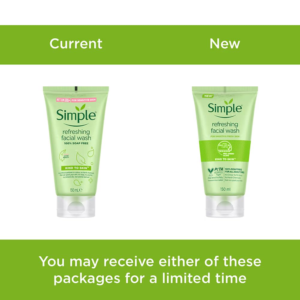 Simple Kind to Skin Refreshing Facial Gel Wash, 5.07 Ounce / 150 Ml (Pack of 3)