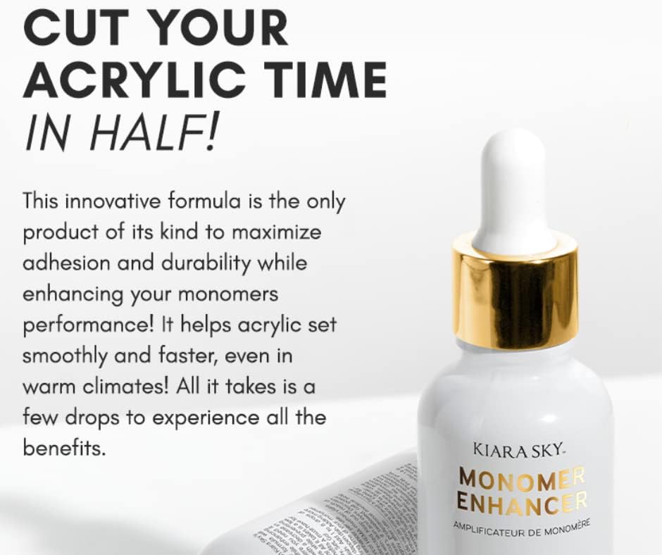 Kiara Sky Monomer Enhancer - Increases Monomer Efficiency and Speeds Dry Time for Fast Setting Acrylic - 1.7 fl oz Beauty & Personal Care KIARA SKY