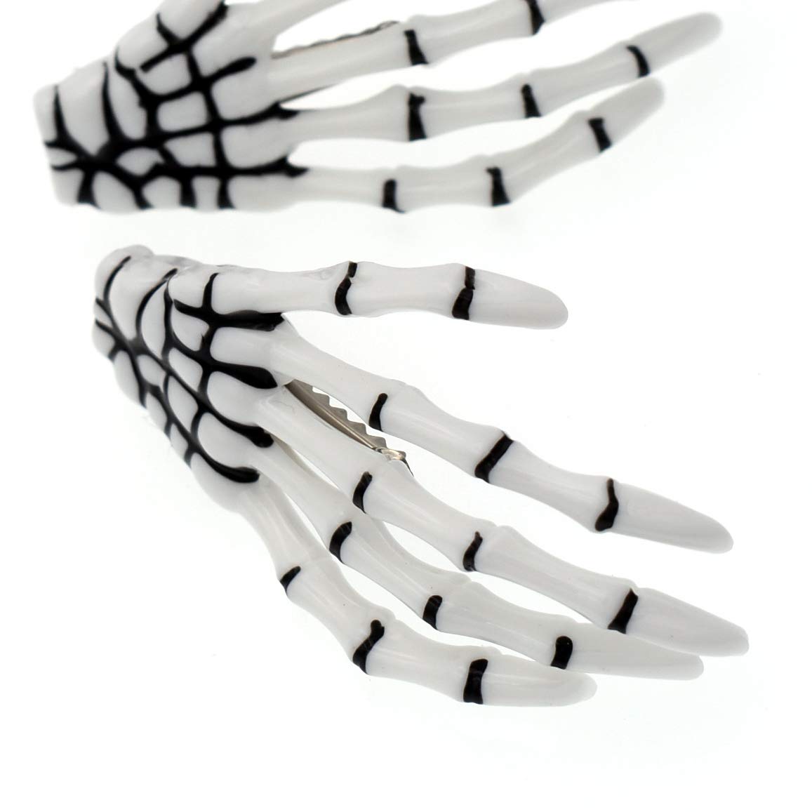 10Pcs Skeleton Hands Hair Clips 3 inch Hand Bone Shape Hair Clips Halloween Party Hair Accessories, White