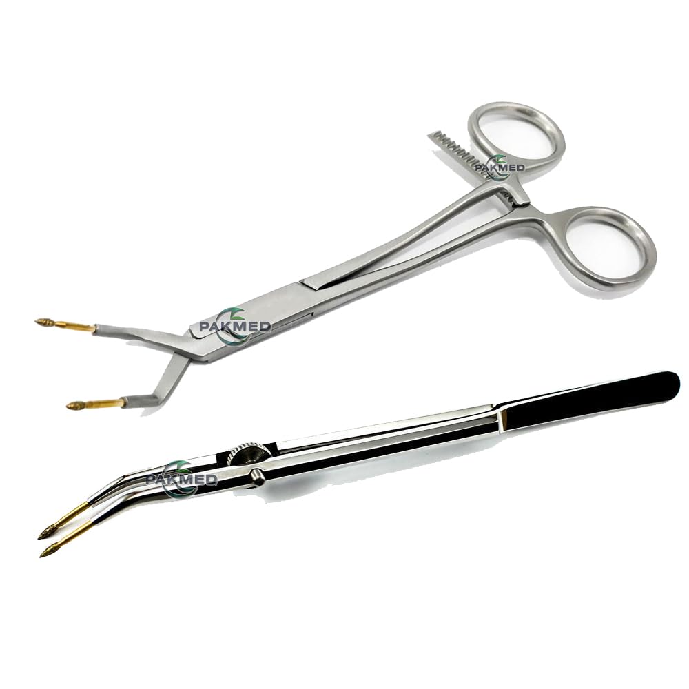 MEDESA 2 Pcs Keramo Grip Forceps & Jacket Grip Forceps Dental Crown Holder Telescope Tweezer Stainless Steel Beauty and Personal Care MEDESA