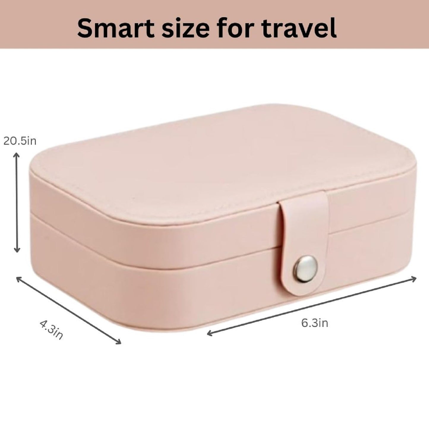 SNMMIFER Portable PU Leather Travel Jewelry Box, Small Organizer for Rings, Necklaces, Earrings, Pink