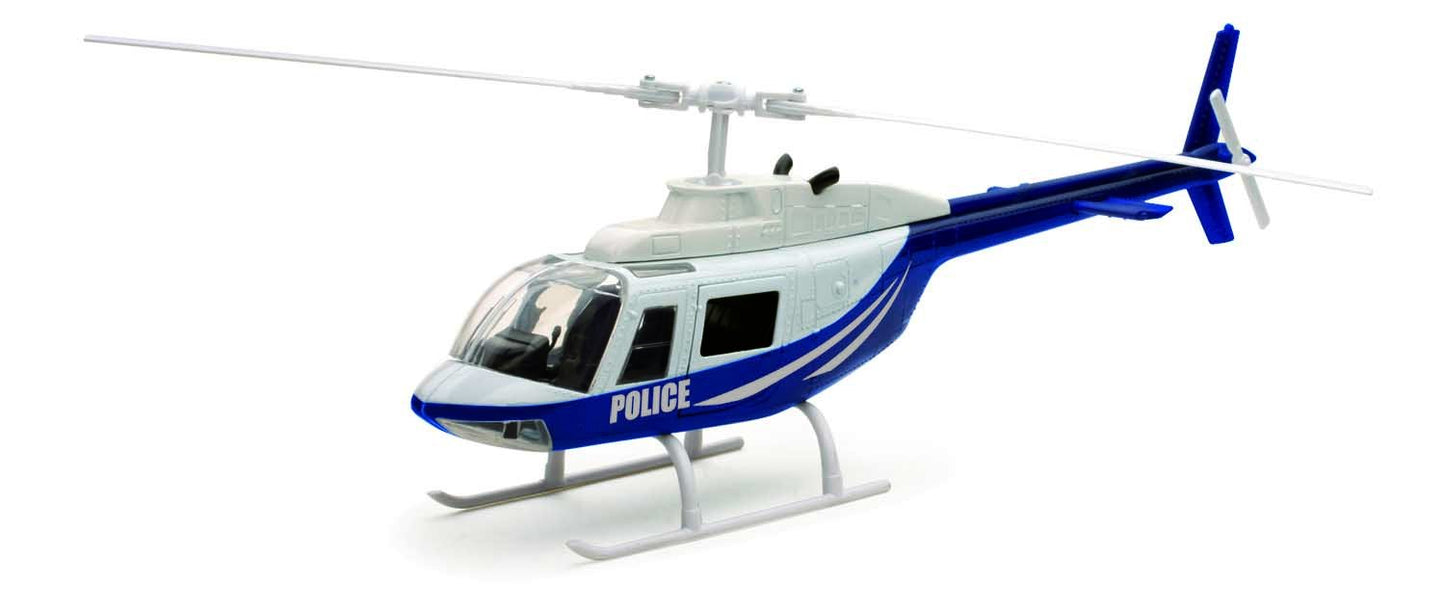 New Ray Bell 206 Helicopter Dark Blue and White Police Sky Pilot Series 1/34 Diecast Model