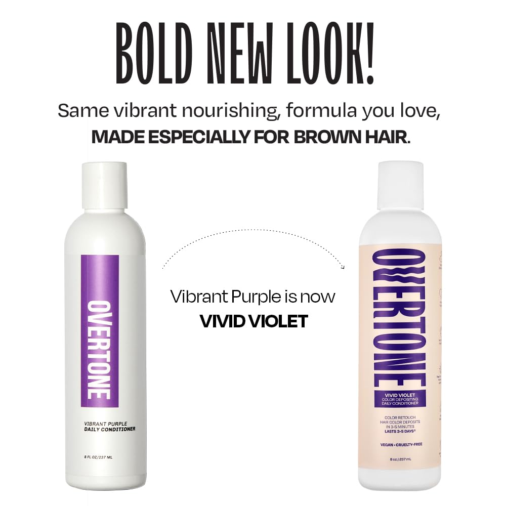 Overtone Daily Color Depositing Conditioner: 8oz Temporary Coloring Conditioner with Shea Butter & Coconut Oil, Refresh Color & Prevent Fading, Vegan