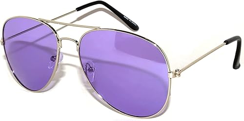 Aviator Sunglasses Purple Gradient Lens Silver Metal Frame Ladies