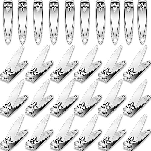 Mudder 28 Pcs Fingernail Nail Clippers Bulk Stainless Steel Toenail Clippers Thick Portable Travel Manicure Kit for Men and Women(Simple Style)