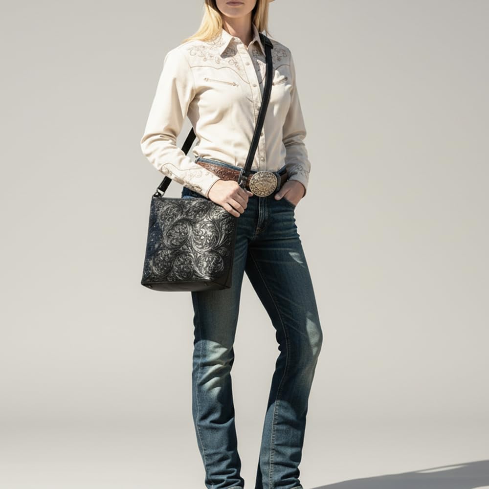 American Darling Messenger Hand Tooled Genuine Leather Women Bag Western Handbag Purse