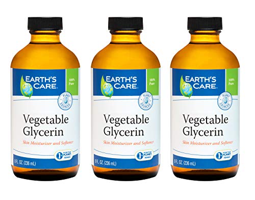 Earth's Care Vegetable Glycerin, 100% Pure Liquid Glycerine for Hair, Skin and DIY Projects 8 FL. OZ. (3 Glass Bottles)