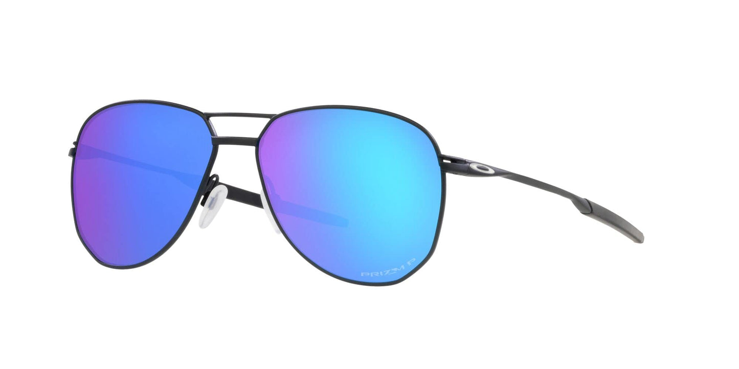 Oakley Men's OO6050 Contrail TI Aviator Sunglasses, Satin Light Steel/Prizm Sapphire Polarized, 57 mm