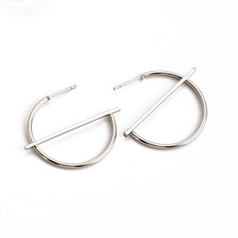 DoubleNine Hoop Earrings Boho Circle Silver Geometric Earrings Stud Wedding Bridal Jewelry for Women Girls (silver)