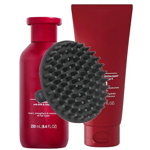 Ultimate Repair Shampoo Conditioner Set + M Hair Designs Scalp Brush (Bundle) - Keratin-Infused, Damage Repair, Sulfate-Free Hair Care for Stronger