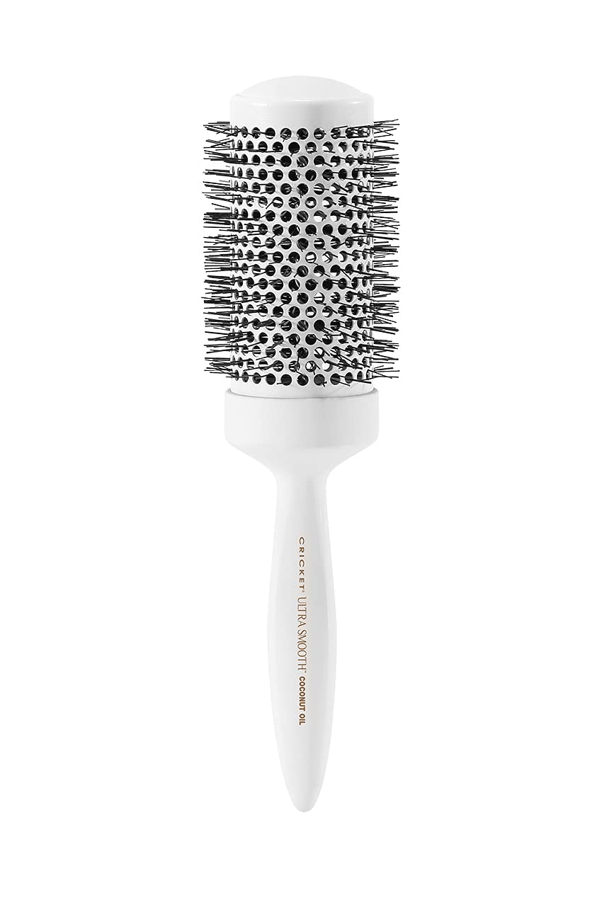 Cricket Ultra Smooth Coconut Thermal Hair Brush - 2” Ceramic Barrel, Coconut Oil and Keratin-Infused, Anti-Static Heat-Resistant Bristles, Textured
