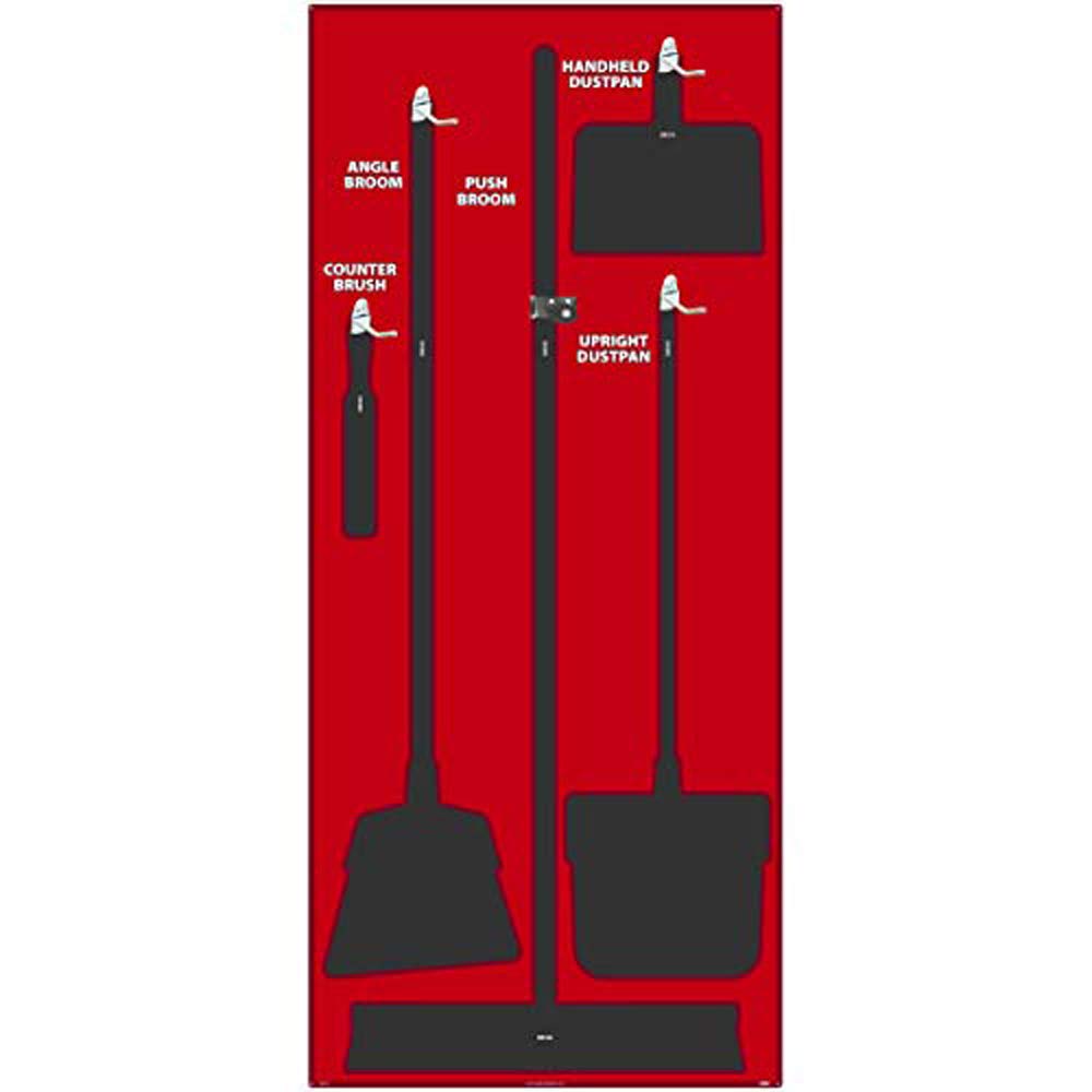 NMC SB105FG 5S Janitorial Shadow Board, Red/Black, 68"X30", ProSeriesAcrylic (Tools Sold Separately)