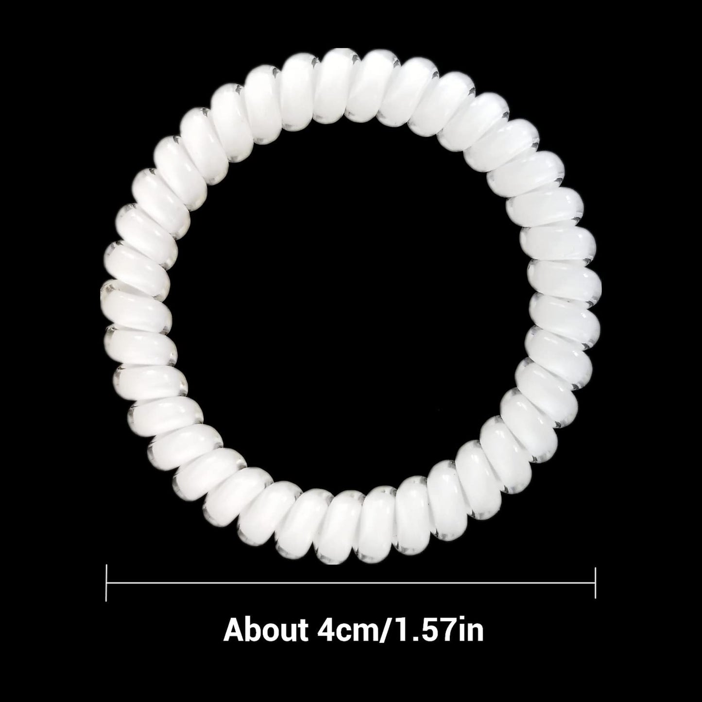 Hodooly 15 Pcs Spiral Hair Ties, No Crease Telephone Cord Plastic Hair Coils in White