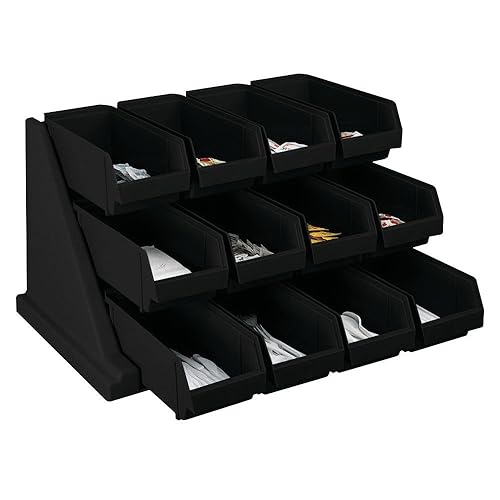 Cambro Versa - Self Serve Condiment and Utensil Bin - 12 Storage Bins - Ideal for food and coffee condiments (Black)
