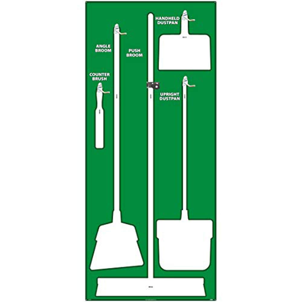NMC SB104AL 5S Janitorial Shadow Board, Green/White, 68"X30", Heavy-DutyAluminum (Tools Sold Separately)
