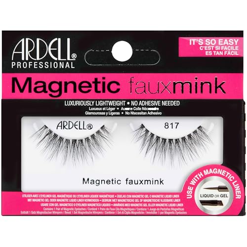 Ardell Magnetic Eyelashes Faux Mink False Eyelashes 817 - No Glue Needed Lashes Magnetic Lashes with Natural Look Wispy Volume, 1 Pack