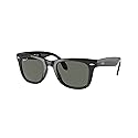 Ray-Ban RB4105 Folding Wayfarer Square Sunglasses, Black/Polarized G-15 Green, 54 mm