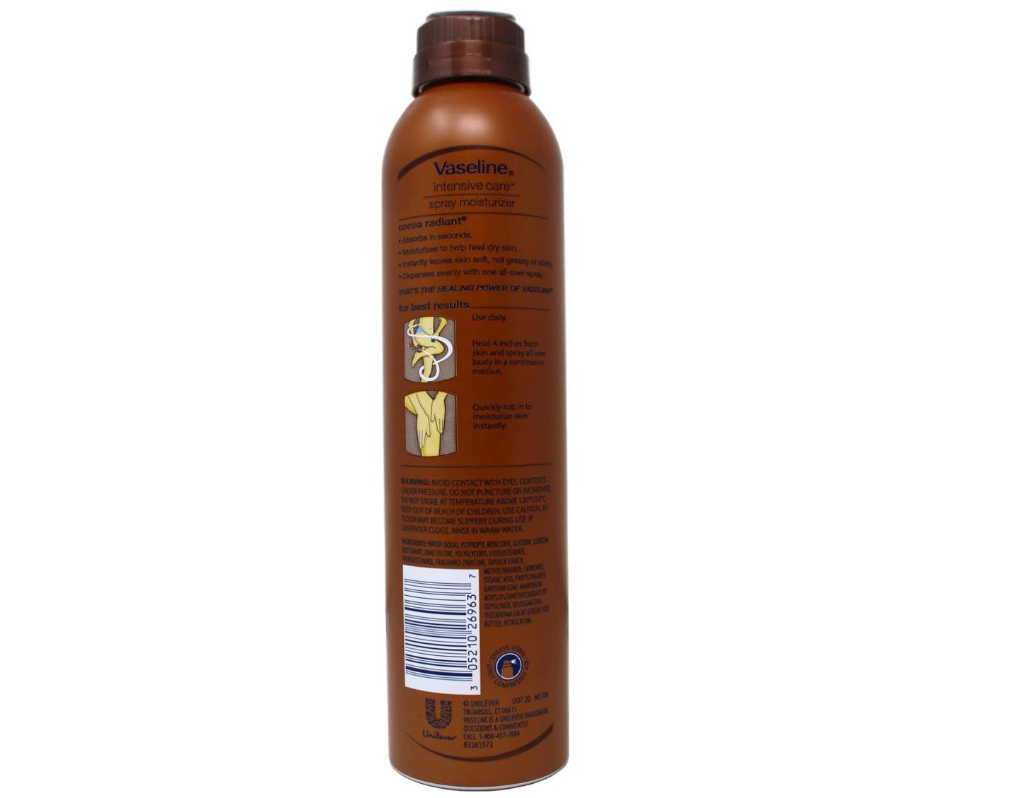 Vaseline Cocoa Radiant Body Lotion Spray, Fast-Absorbing with Pure Cocoa Butter, 6.5 oz