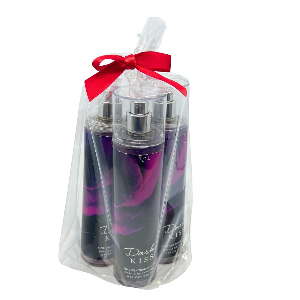 Bath & Body Works Dark Kiss Mist 8 Fluid Ounce - Pack of 3 Gift Set for Women
