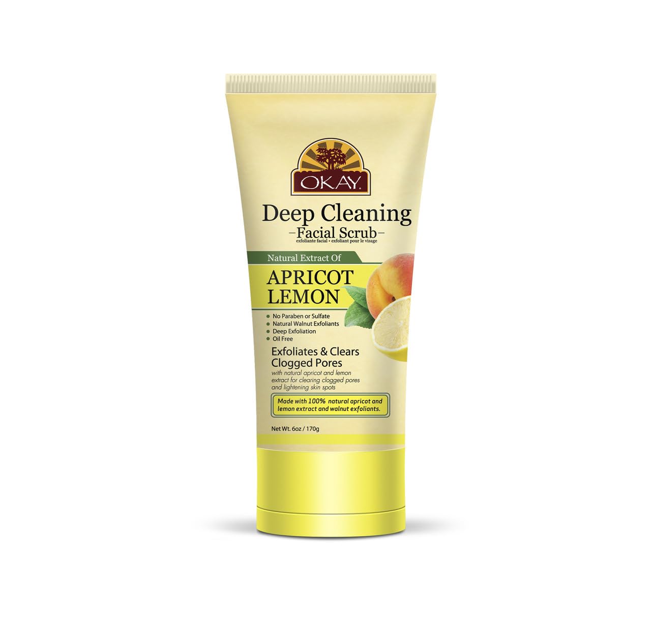OKAY Oil Control Facial Scrub Exfoliator - Exfoliating Face Wash, Face Scrub for Women and Men, Moisturizing and Brightening, Leaves Skin Smooth