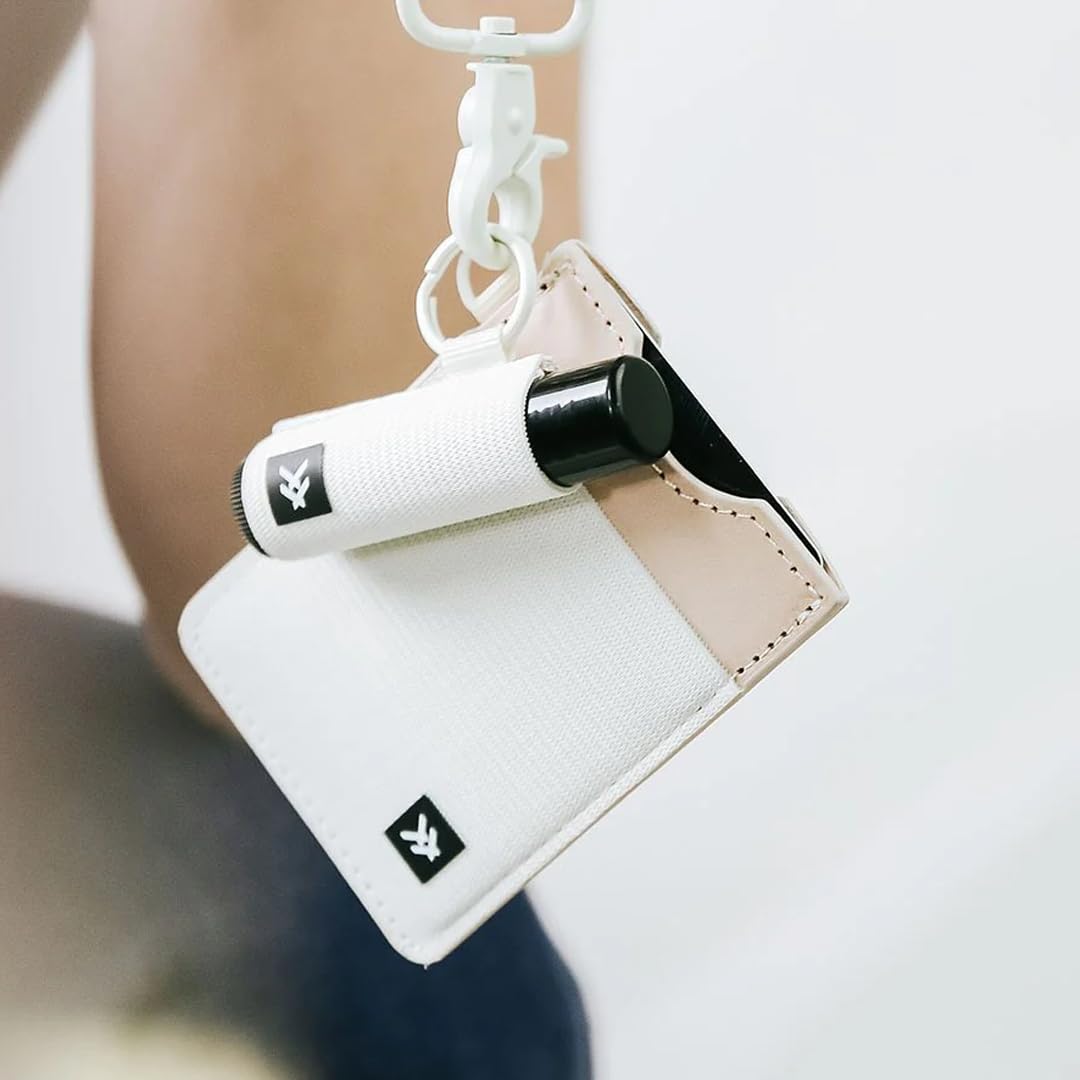 Thread Wallets Elastic Chapstick and Lip Gloss Holder Keychain (Off-white)