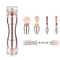 Bling Toman 4 in 1 Makeup Brush, Eyeshadow Eye Lip Face Concealing Blush Foundation Brush All in One Retractable Travel Size Makeup Brush Set (rose
