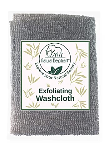 Natural Elephant Exfoliating Washcloth - Charcoal Grey Japanese Shower Scrubber for Body - Single Washcloth for Gentle Skin Exfoliation