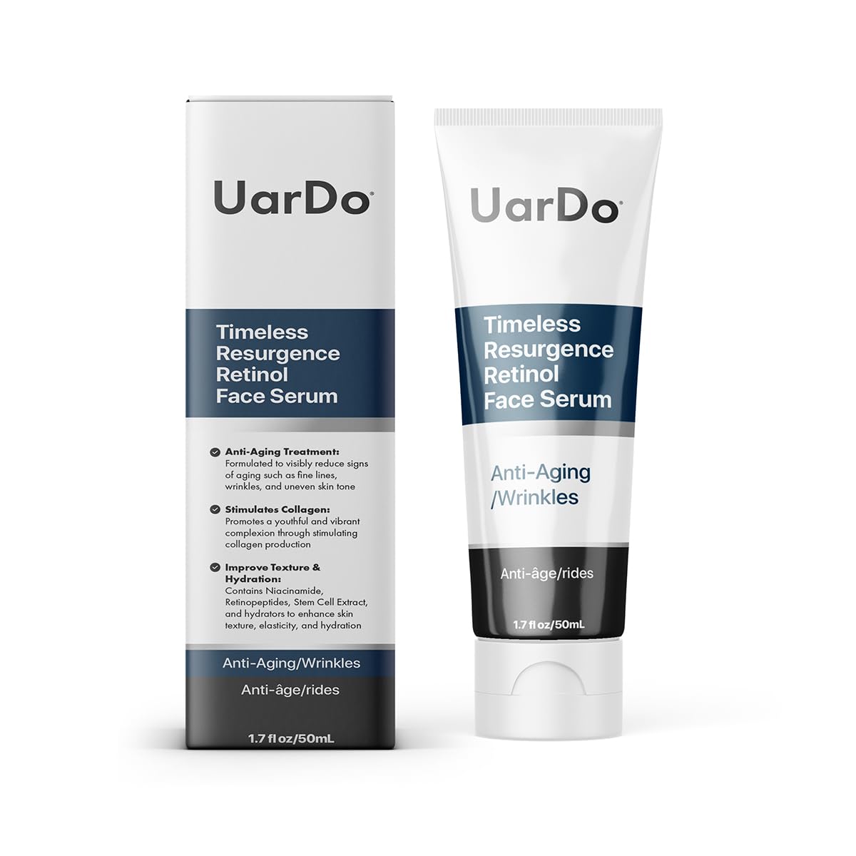 Uardo Timeless Resurgence Retinol Face Serum 1.7 Fl Oz/ 50ml - usn114 | For All Skin Types | Helps with Fine Lines, Wrinkles, & Uneven Skin