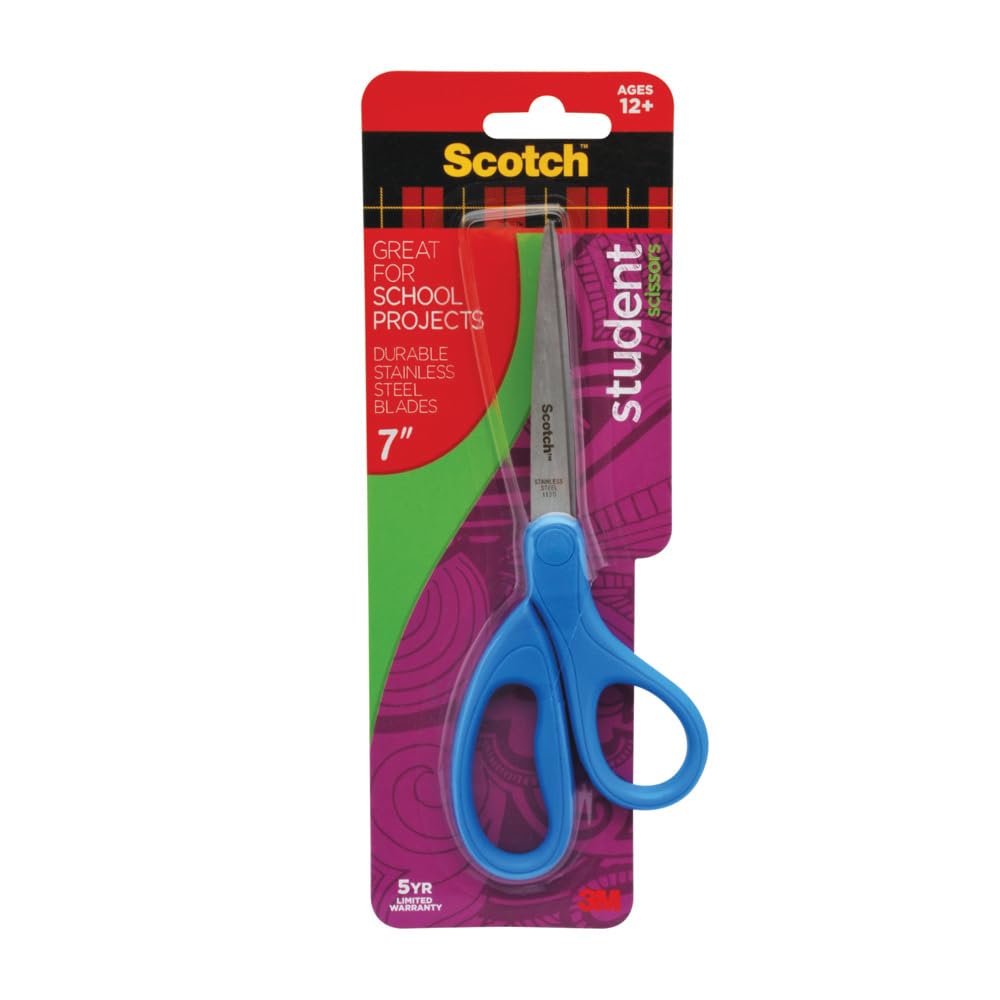 Scotch Kids Pointed Tip Scissors with Soft Touch, 5 Inches (1442P) (Colors may vary)