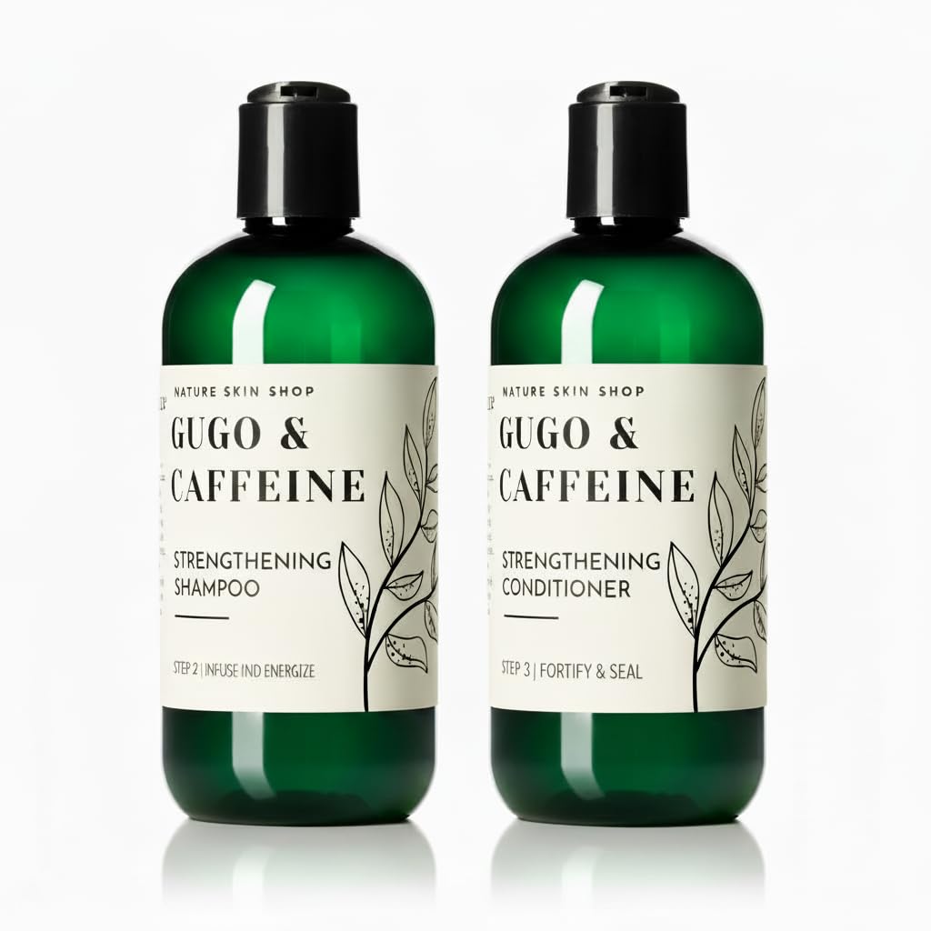 Nature Skin Shop Gugo Shampoo and Conditioner Set for Hair Growth and Thinning, Anti-Hair Fall Treatment with Biotin & Caffeine, Soothes Dandruff