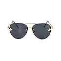 Blue Island Fashion Culture Women's Buzzed Bee Charm 60mm Aviator Sunglasses (Black)