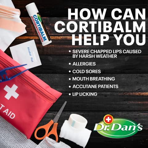 Dr. Dan's Cortibalm- 4 Pack- for Dry Cracked Lips - Healing Lip Balm for Severely Chapped Lips - Designed for Men, Women and Children - 4 Pack