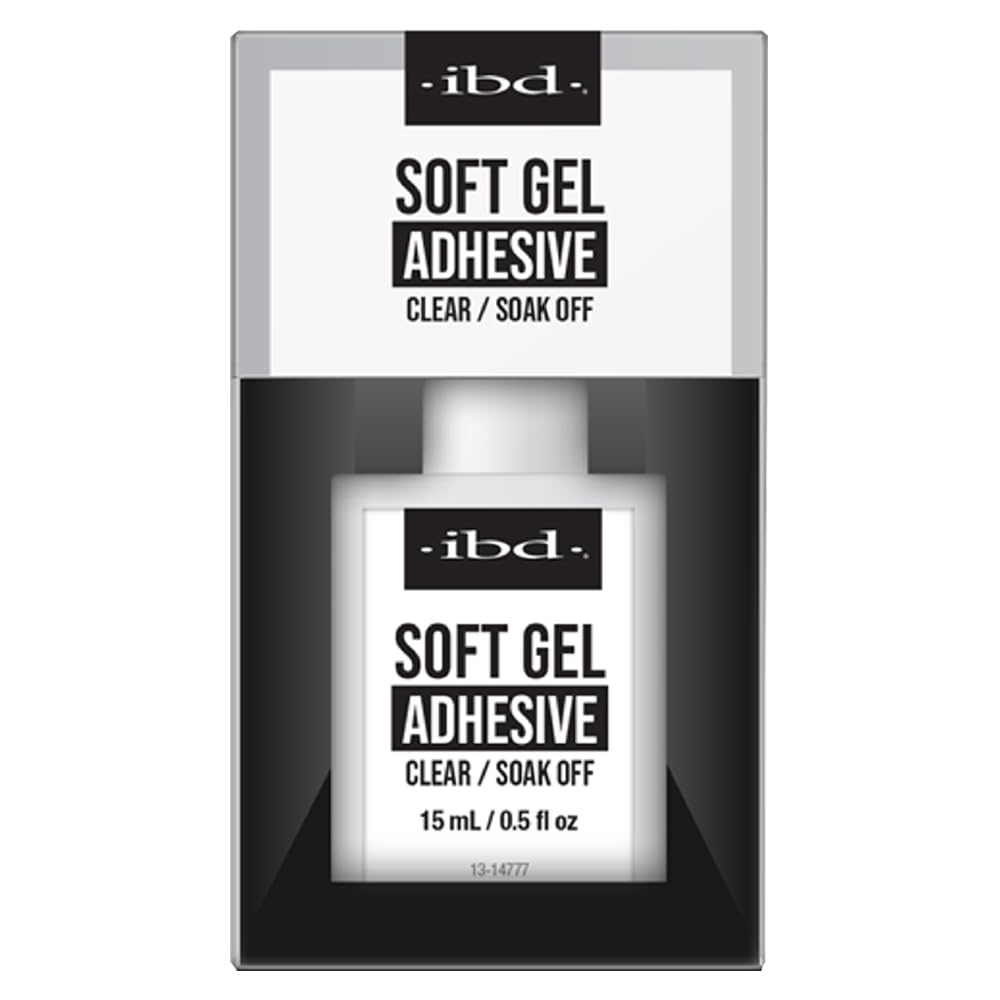 IBD Soft Gel Nail Adhesive - Clear Gel Nail Glue for Fake Nails, Tips, & Acrylic Extensions, Durable, Easy Soak-Off Bond, 0.5 fl oz Beauty & Personal Care IBD