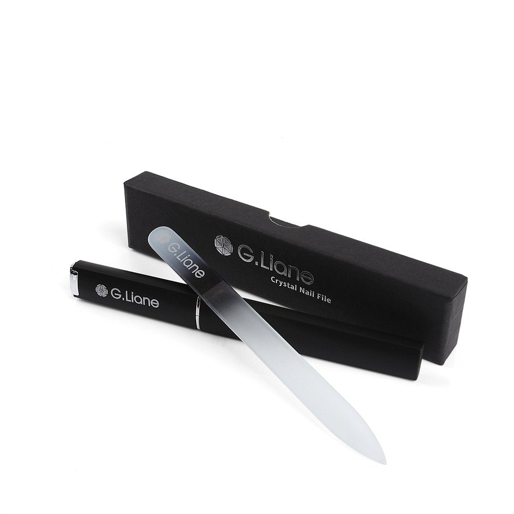 G.Liane Crystal Nail File-Professional Double Sided Glass Fingernail Files with Case,Manicure for Natural Acrylic Gels Nails,Manicure Tools for Home