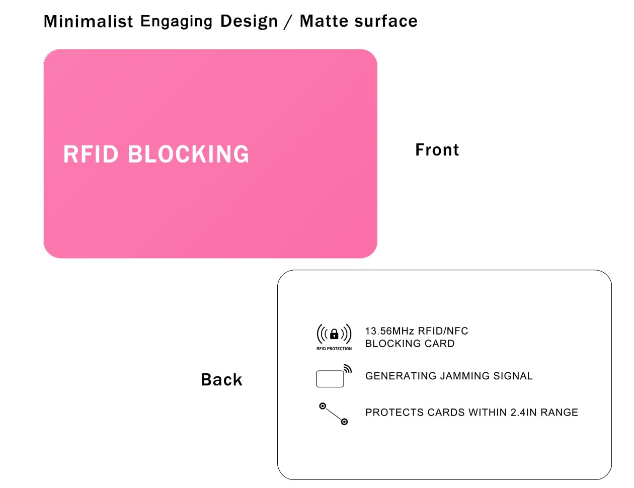 9toa RFID Blocking Cards 5-Pack – Contactless NFC Credit Card & ID Protector, Wallet & Passport Shield Guard Blocker (Pink)