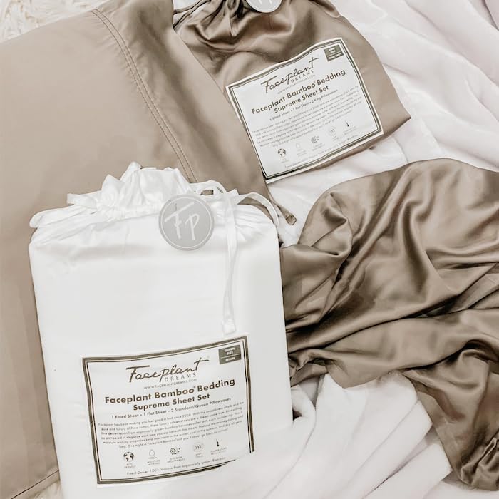 Faceplant Dreams' Supreme Sheet Set | Luxury Comfort | (Pearl Grey Pillowcases Only, King)